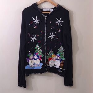 Victoria Jones Women's Hooded Christmas Cardigan Size 2XL